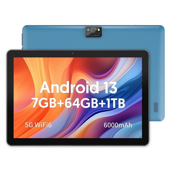 10 inch Tablet Android 13 Tablets, Quad-Core Tablet PC, 7GB RAM, 64GB ROM, 1TB Expand, 6000mAh, 1280x800 HD Touch Screen, 2MP+8MP, Wifi, Dual Camera
