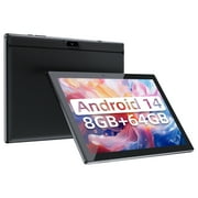10 inch Tablet Android 15 Tablets, 8GB RAM 32GB ROM 1TB Expandable, Quad-Core Processor Tablet PC, 1280x800 IPS HD Touch Screen, 6000mAh Battery, 2MP+8MP Dual Camera, WiFi6, BT, GMS, Black