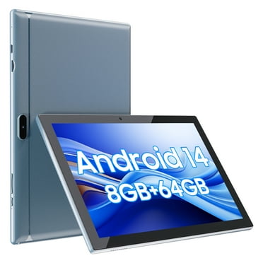 10 inch Tablet Android 14 Tablets, 8GB RAM 64GB ROM 512GB Expandable, Quad-Core Processor Tablet PC, 1280x800 IPS HD Touch Screen, 6000mAh Battery, 2MP+8MP Dual Camera, WiFi6, BT, Google GMS, Blue