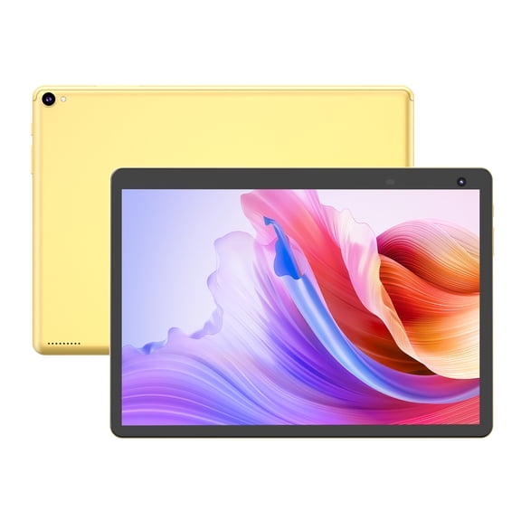 10 inch Tablet Android Tablets, 32GB ROM 1TB Expandable, Quad-Core Processor Tablet PC, 1280x800 IPS HD Touch Screen, 6000mAh Battery, 2MP+8MP Dual Camera, WiFi, BT, GMS, Yellow