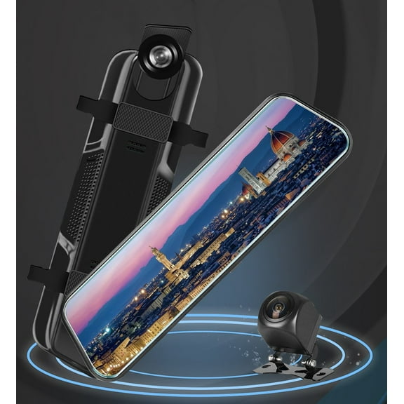 10-inch Touch Mirror Car Camera Dashcam, 1080P FHD Full Touch Screen Front and Rear View, Super Night Vision Parking Assistance, Camera for Cars Loop Recording Streaming Media 170Wide Angle