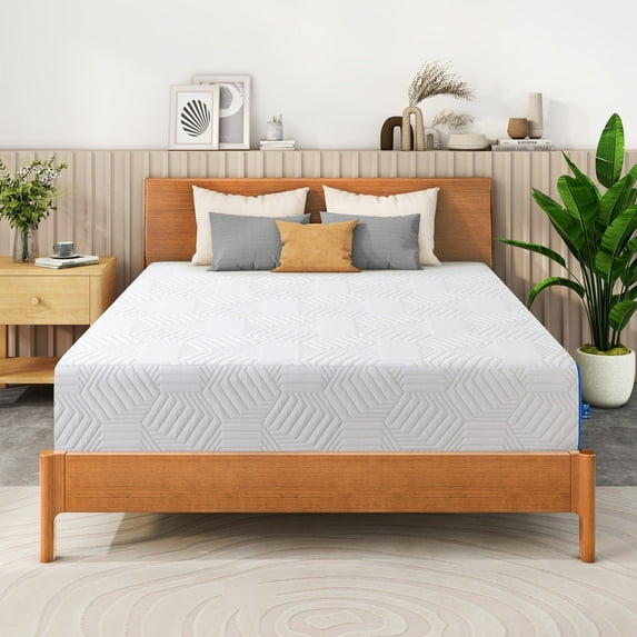 10 inch Twin Size Green Tea Memory Foam Mattress ,Gel Memory Foam Mattress in a Box, Medium, White