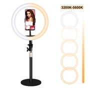 10-inch USB Ring Light for Desk or Table 3 Light Modes with Flexible Smartphone Stand Streaming YouTube Makeup TutorialsTikTok or Selfies Black