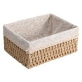 thumbnail image 1 of 10 inch Wicker Baskets With Liner For Counter,Natural Paper Rope Rattan Storage Basket,Wicker Gift Basket,Wicker Storage Basket,Hand Woven Pantry Table Organizer Bins For Bedroom Living Room School, 1 of 8