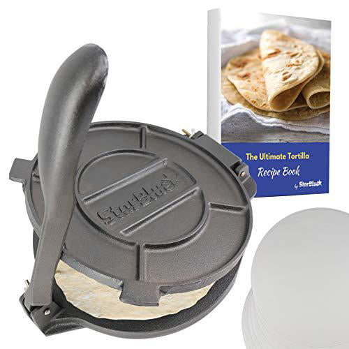 10 inch Cast Iron Tortilla Press by StarBlue with Free 100 Pieces Oil Paper