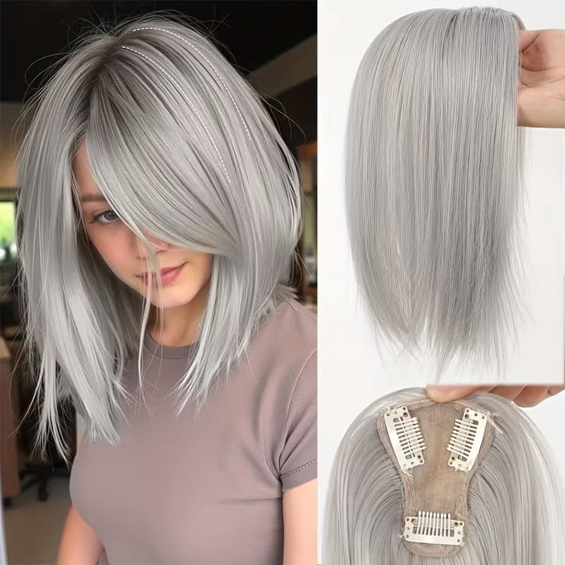 10-inch fluffy hair extensions for women - straight hair bangs and white hair cover internet celebrity style can upgrade the appearance of hair extensions
