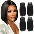 10 inch short hair bundles 10A Brazilian Straight Virgin Hair 4 Bundles
