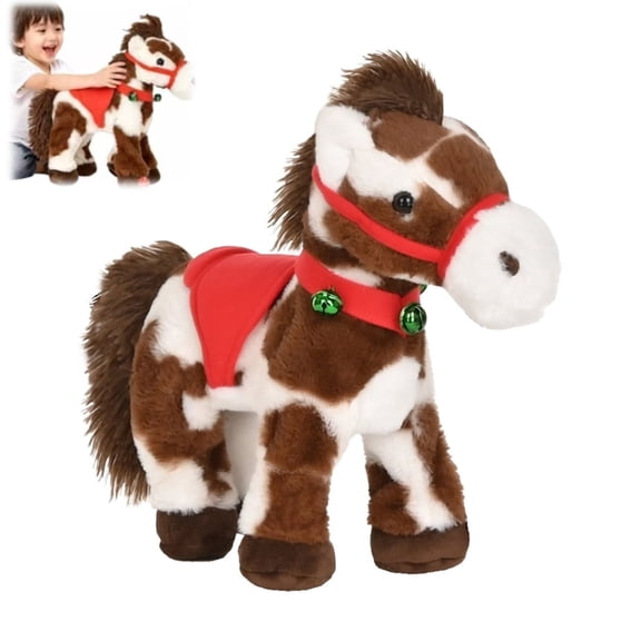 10-inch spotted electric plush horse, interactive soft and cute pony, stuffed pet, suitable for Christmas and birthday gifts