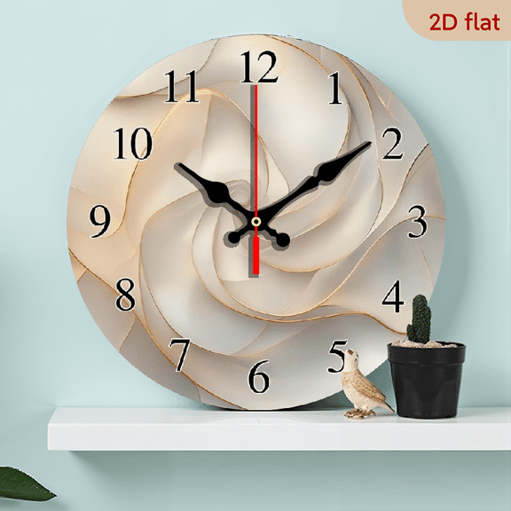 A 10-inch wall-mounted clock, featuring a light luxury soft fabric theme. With the soft fabric texture as the background and complemented by golden lines, it is a light luxury style clock.