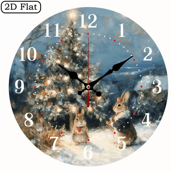 A 10-inch wall-mounted clock, featuring a winter Christmas tree theme, presents an overall scene reminiscent of a fairy tale Christmas, brimming with festive atmosphere.