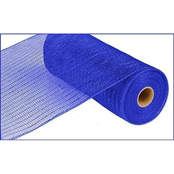 10 inch x 30 feet Deco Poly Mesh Ribbon - Royal Blue with Blue Foil