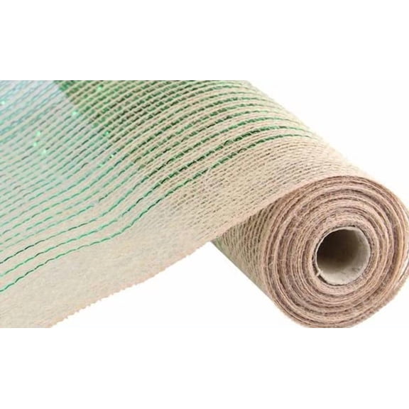 10 inch x 30 feet Metallic Mesh Ribbon (10 Inch x 30 feet, Jute Green Gradient)