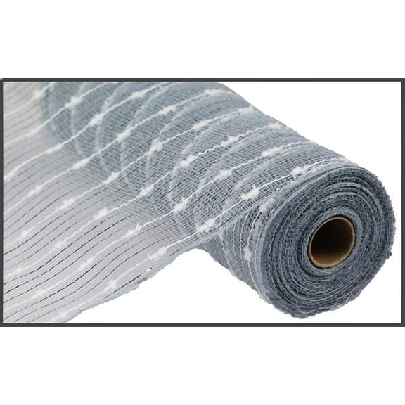 10 inch x 30 feet Metallic Snowball Mesh Ribbon (10 Inch x 30 feet, Grey, Silver, White)