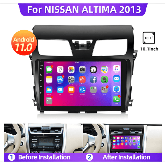 10 inche Android 13 Car Stereo for Nissan Altima 2013-2015 IPS Touchscreen Car Radio with Carplay & Android Auto Support Backup Camera GPS FM Navi BT