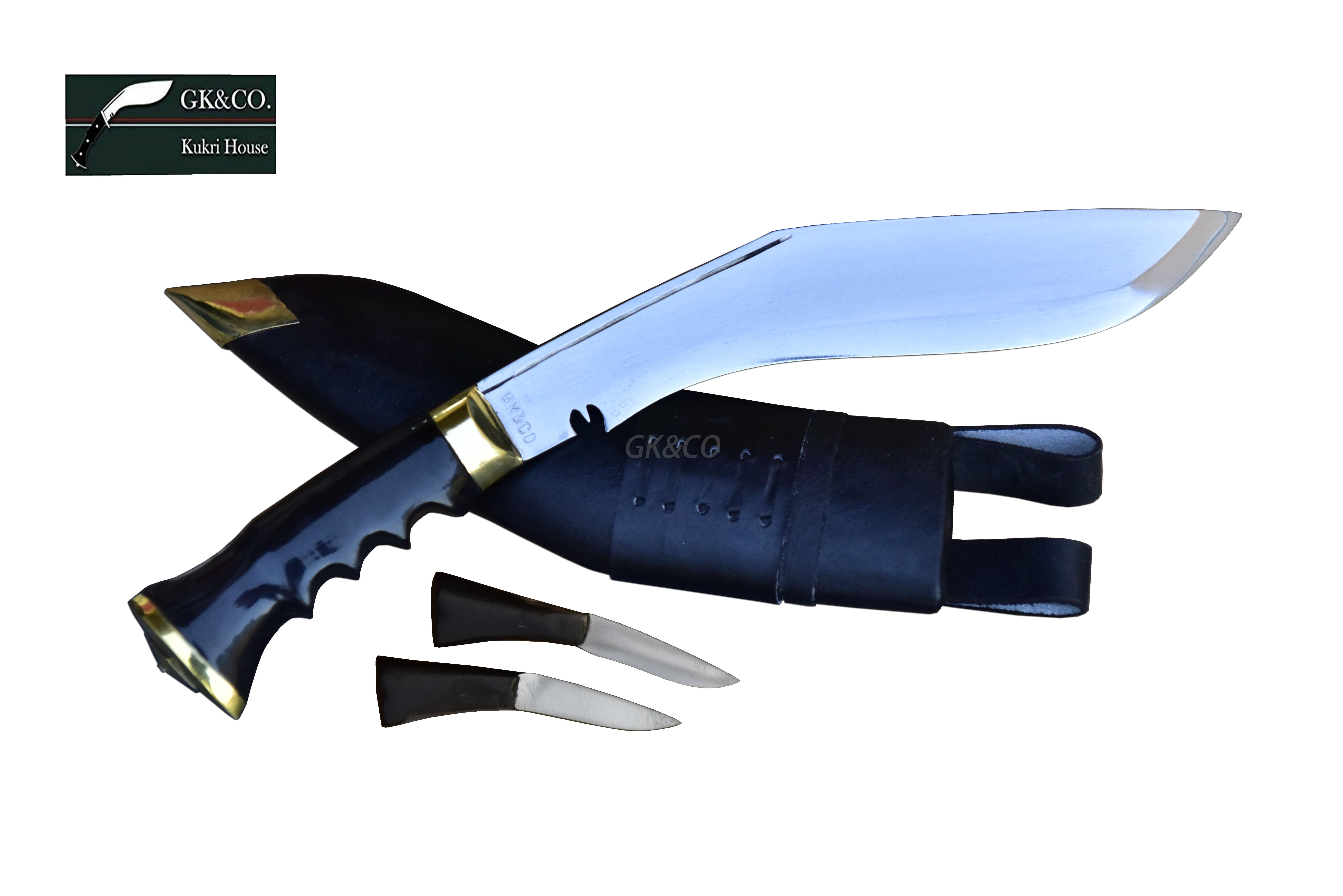 10  inches Blade Genuine Kukri/Khukuri -Service No.1 Highly Polished Knife - Gripper Horn Handle - Handmade in Nepal by GK&CO. Kukri House.
