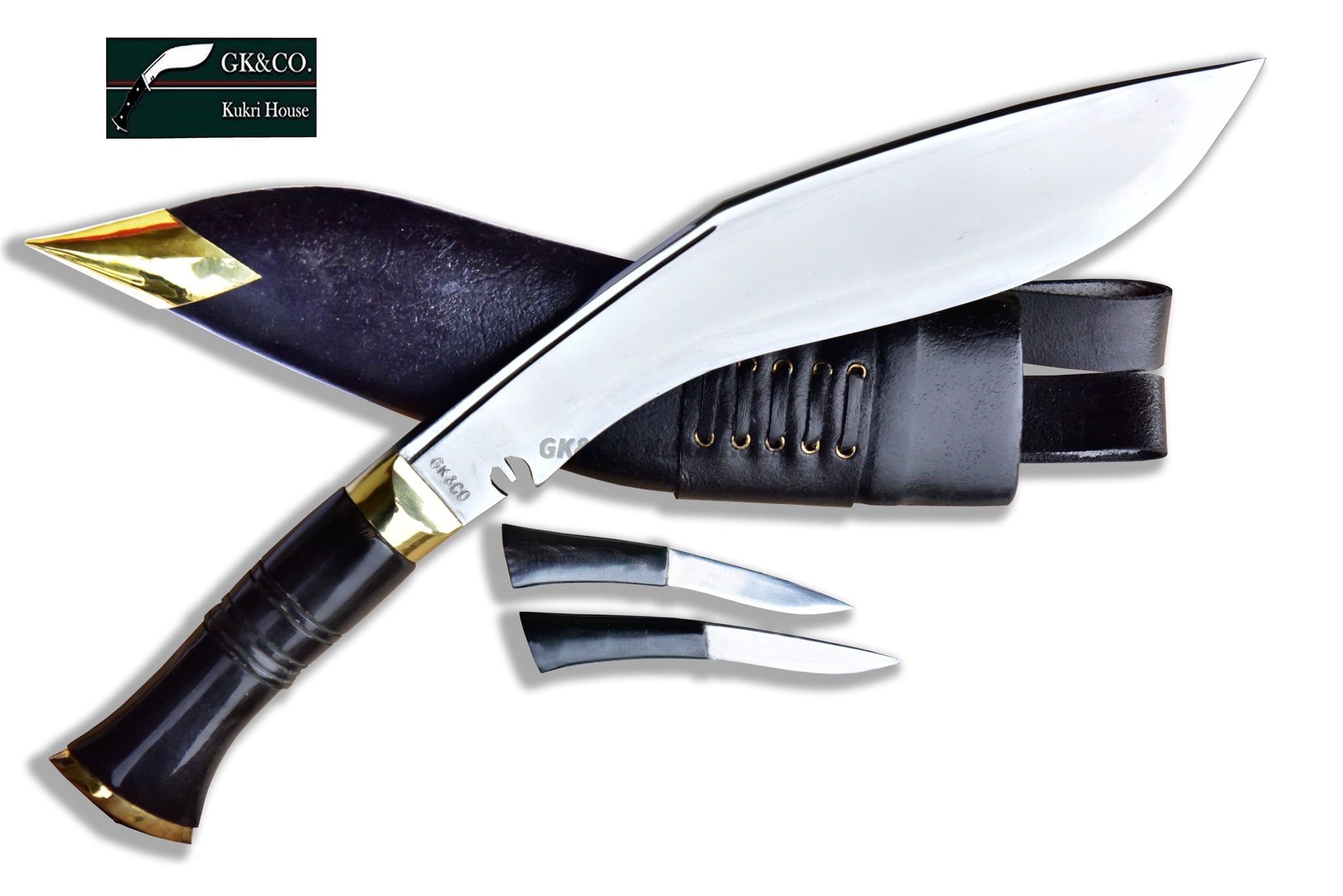 10  inches Blade Genuine Kukri/Khukuri - Service No.1 Highly Polished Knife - Handmade in Nepal by GK&CO. Kukri House.