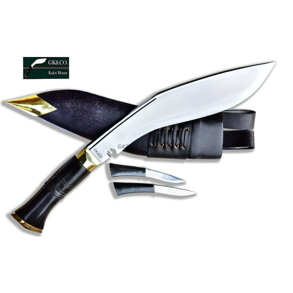 10 inches Blade Genuine Kukri/Khukuri - Service No.1 Highly Polished Knife - Handmade in Nepal by GK&CO. Kukri House.
