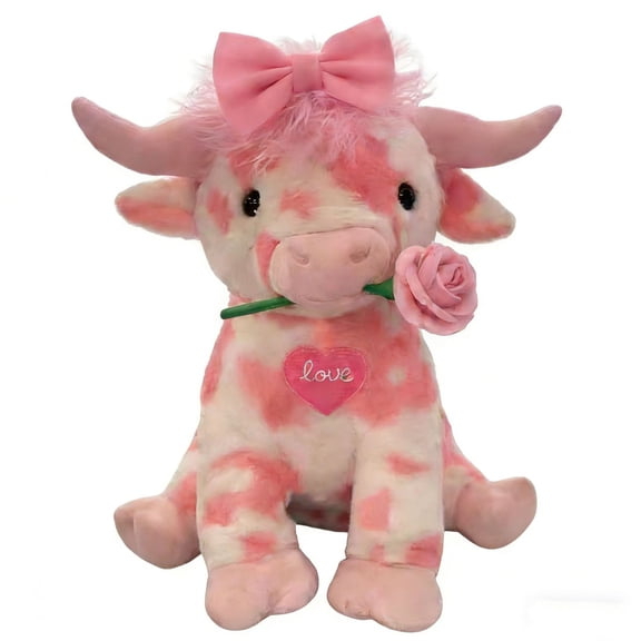 10 inches Cow Stuffed Animal Soft Plush Cute Cow Doll Toys Pink and White Cute Highland Cow Pillow Gift