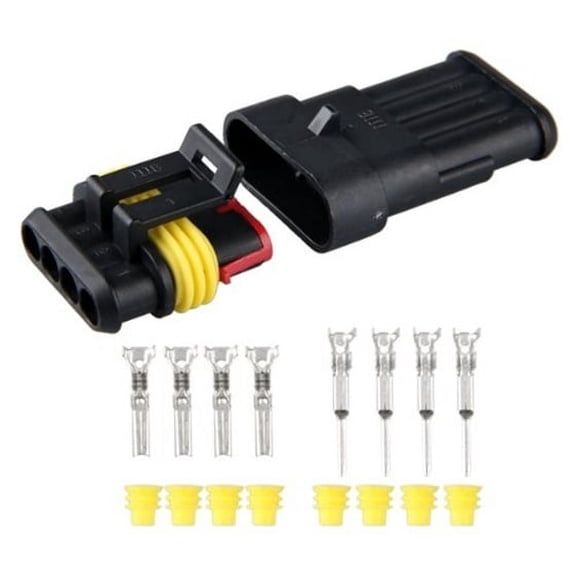 10 kit Connector Plug Waterproof 4 Pin Channel Boat Black