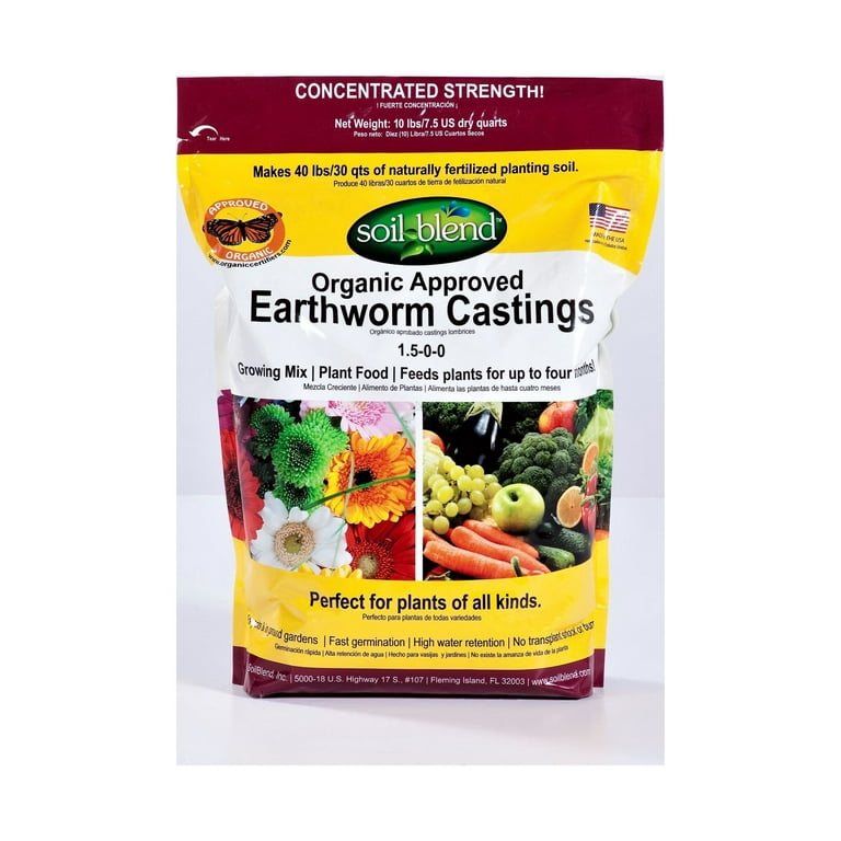 Soil Blend 10 lb. Bag Concentrated (10 lbs. makes 40 lbs.) Pure Organic Earth Worm Castings