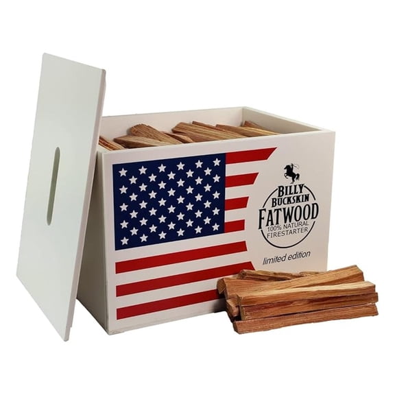 10 lb. Fatwood Gift Box Set | Fire Starter Sticks in a Special Edition USA Flag Storage Box | Perfect Christmas Gift | Start a Fire with just 2 Sticks | Resin Rich Ocote Fatwood | Approx. 140 Sticks