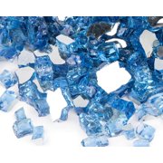 10 lb Gorgeous Reflective Fire Glass for Fire Pit, 1/2" Reflective Gas Fireplace Glass Rocks, Pacific Blue