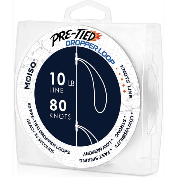 10 lb Pre-Tied Dropper Loop Rigs | 16" Spaced 5.5" Loops | Versatile for All Water Column | Saltwater & Freshwater Fishing Tackle for Bass, Snapper, Striper, Cod, Grouper, Lake Trout, Catfish