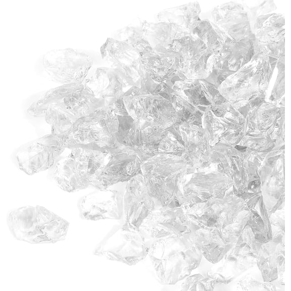10 lbs Fire Glass for Propane Fire Pit, 1/2-Inch Decorative Firepit Glass Rock for Gas Fireplace, Ice Clear