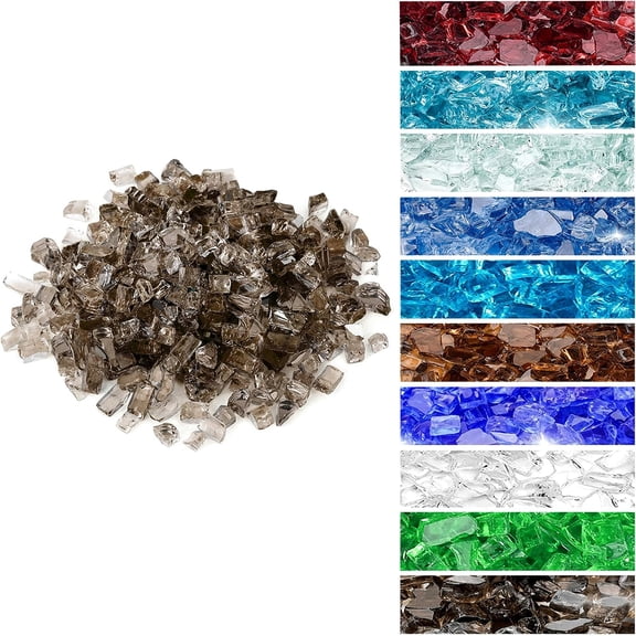 10 lbs Fire Glass for Propane Fire Pit, 1/2-Inch High Luster Fireplace Glass Rocks for Fire Pit Table, Bronze