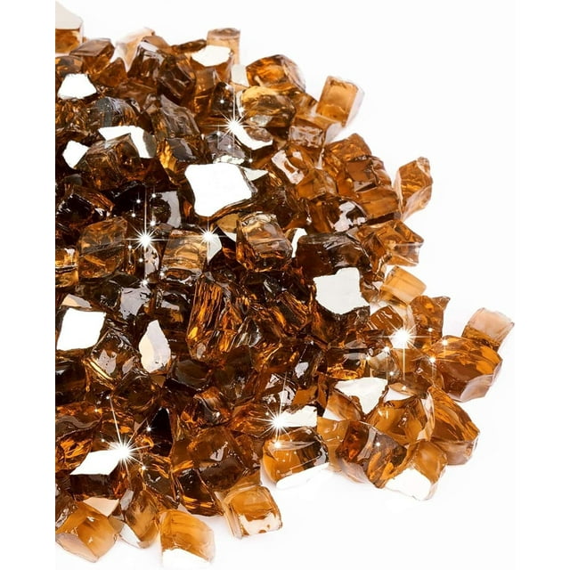 10 lbs Premium Reflective Fire Pit Glass Rocks, 1/2Inch for Propane Fire Pit Table, Outdoor