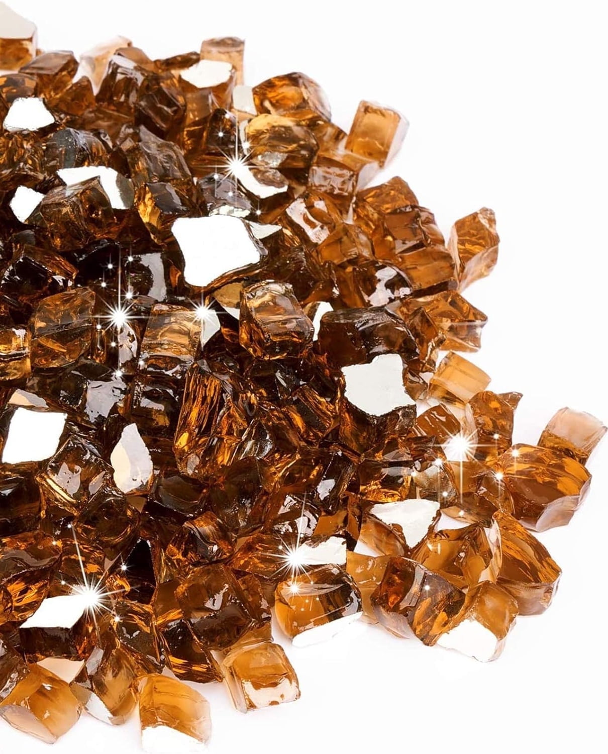 10 lbs Premium Reflective Fire Pit Glass Rocks, 1/2-Inch for Propane ...