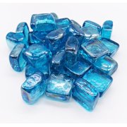 10 lbs Turquoise Blue Fire Glass Cubes - Professional Grade Fire Pit Glass - 1"