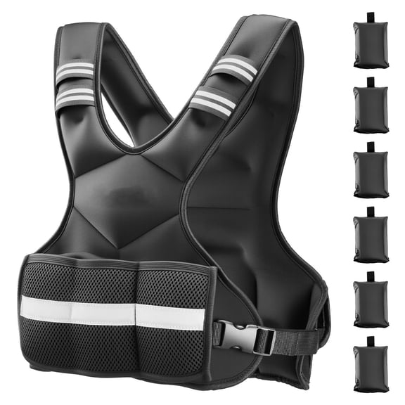 Adjustable Weighted Vest 4-10 lbs X-Shape Training Vest with 6 Removable Weight Packs, Reflective Stripe, Breathable Neoprene Workout Vest for Running Strength Training Men Women Fitness