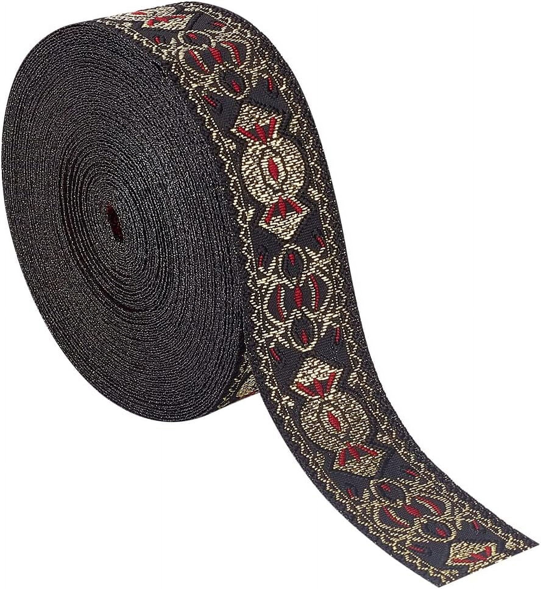 502 Ribbon 10 m 10.9 Yards Vintage Jacquard Ribbon 1Inch Black Jacquard Embroidery ...