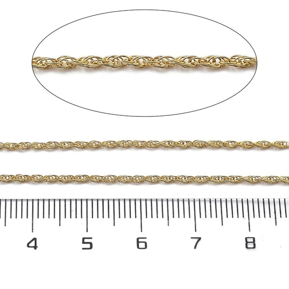 10 m Ion Plating(IP) 304 Stainless Steel Rope Chains Soldered with Spool Golden 3x1.5x1mm