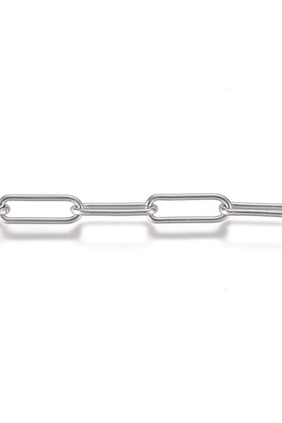 10 m Non-Tarnish 304 Stainless Steel Chains Paperclip Chains Stainless Steel color Drawn Elongated Cable Chains Soldered 10x3.5x0.8mm