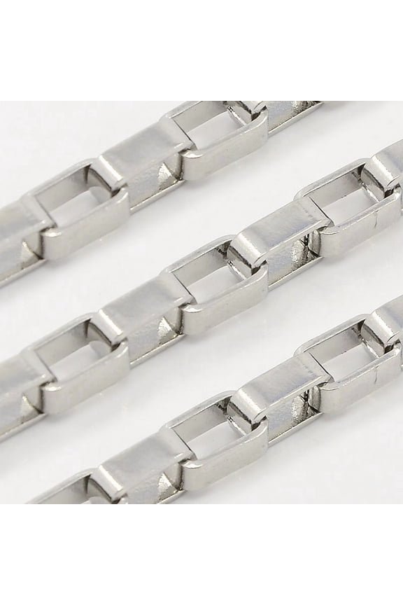 10 m Tarnish Resistant 304 Stainless Steel Venetian Chains box Chain Unwelded Stainless Steel color 4x4mm