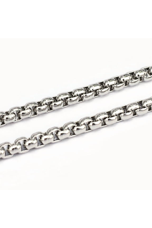 10 m Tarnish Resistant 304 Stainless Steel box Chains Unwelded Stainless Steel color 3.5mm