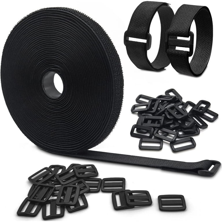 10 m Velcro Strap with 50 Buckles Free Cutting Length Velcro Cable Ties Resealable Velcro Cable Ties Black 2 cm Wide Walmart