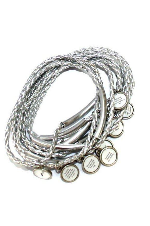 10 medals Bracelet showing Commandments - Silver ( 7cm or 2.8 inch in diameter ) - English