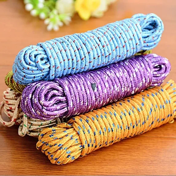 10 meters clothesline drying rope outdoor windproof non-slip thick indoor and outdoor non-drilling cold clothes rope (Random color 10m)