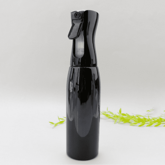 (10 oz/300ml) Continuous Spray Bottle, Ultra-Fine Plastic Mist Sprayer - For Hair Styling, Cleansing, Salon, Botanicals, Essential Oil Fragrance, Black