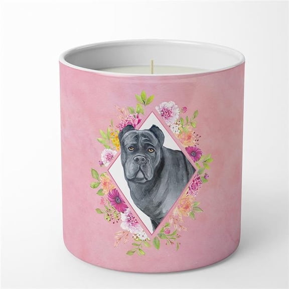 10 oz Cane Corso Pink Flowers Decorative Soy Candle
