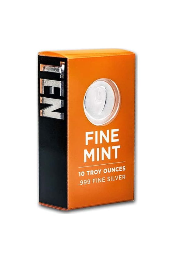 10 oz Cast-Poured Silver Bar - 9Fine Mint