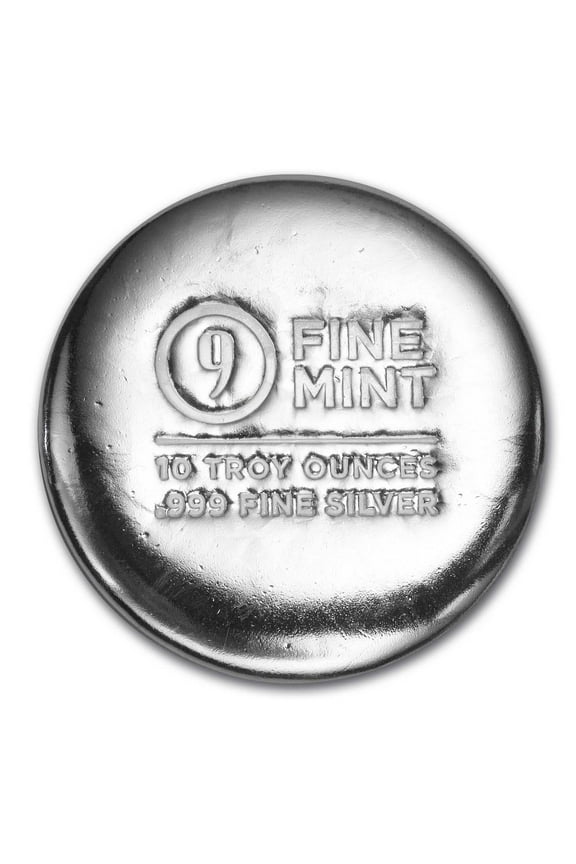10 oz Cast-Poured Silver Round - 9Fine Mint
