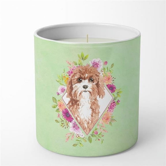 10 oz Cavapoo Green Flowers Decorative Soy Candle