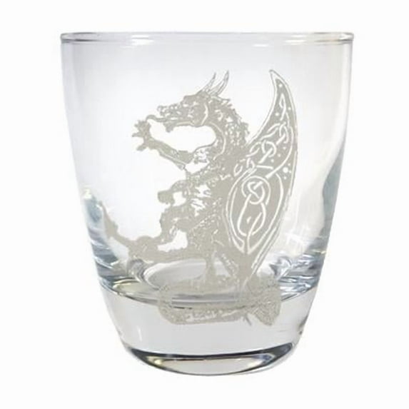 10 oz Celtic Dragon Engraved Lowball Glass