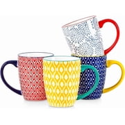 10 oz Ceramic Coffee Mugs Set of 6 with Handle, Dishwasher and Microwave Safe Cups for Cappuccino Latte Tea, Assorted Colors