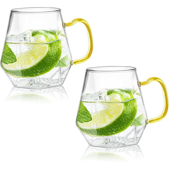 10 oz Clear Glass Espresso Cups Set of 2 Coffee Cups with Handle Coffee Mug Borosilicate Heat Resistant for Beverages Milk Latte Cappuccino