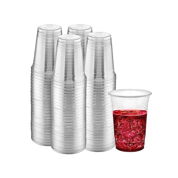 10 oz. Disposable Clear Drinking Plastic Cups for Boba Tea Ice Coffee 100 Pack